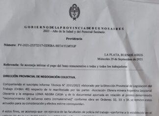 Loma Negra desinforma e incumple una disposición del Ministerio de Trabajo